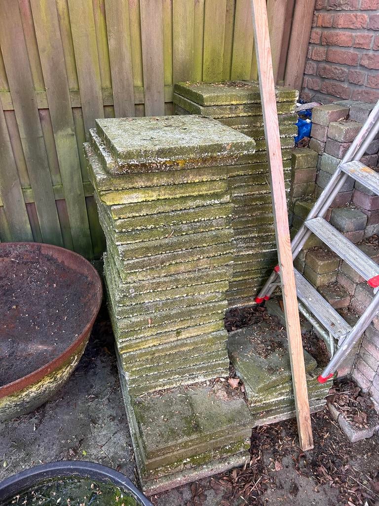 80 grindtegels 40x40, Tuin en Terras, Tegels en Klinkers, Ophalen, Gebruikt, 10 m² of meer, Beton
