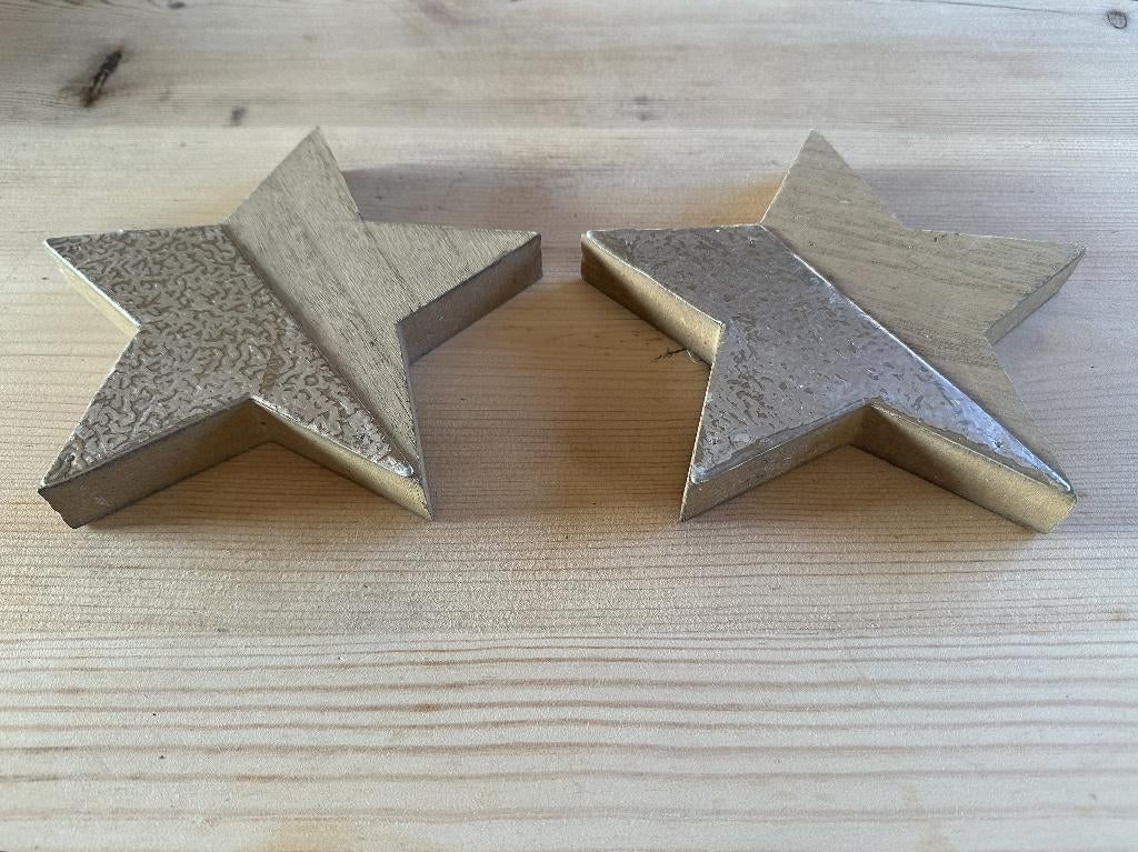 2x houten sterren, decoratie, onderzetters, Tuin en Terras, Bloempotten, Rond, Nieuw, Ophalen of Verzenden, Aardewerk