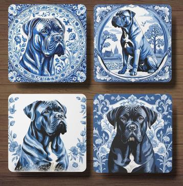 Cane Corso Delfts Blauw onderzetters met houder beschikbaar voor biedingen
