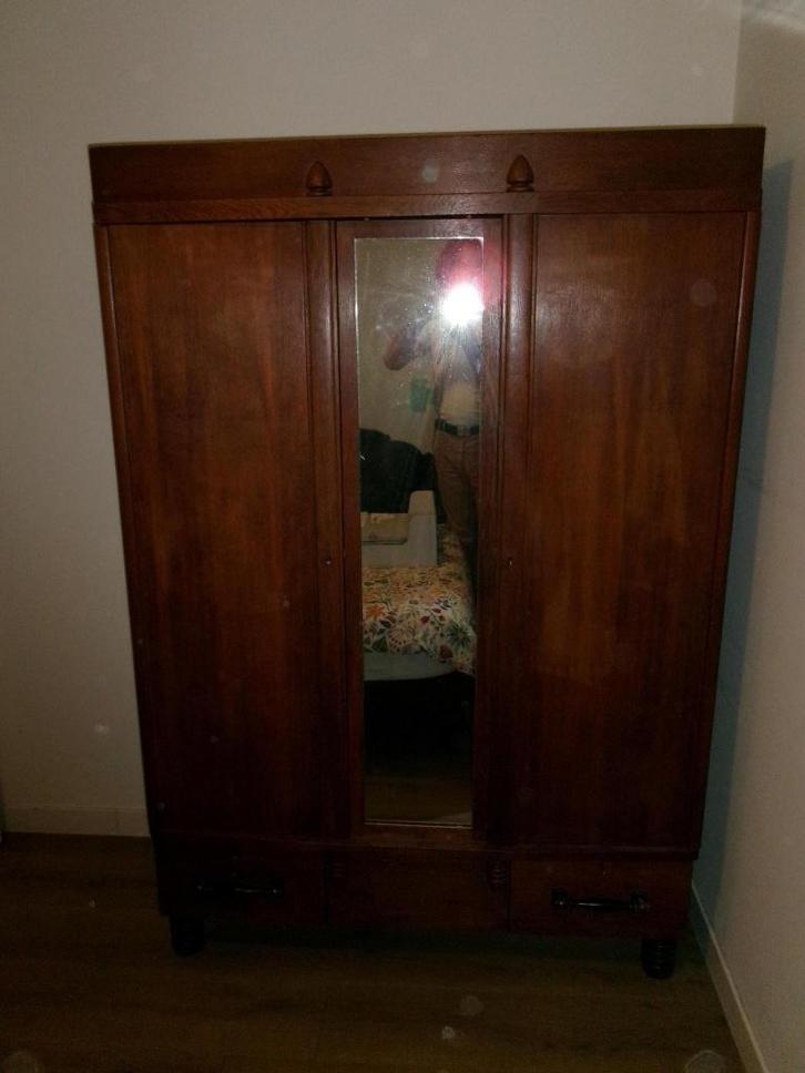 Art Deco / Amsterdamse School Vintage Kledingkast, Huis en Inrichting, Kasten | Kledingkasten, Gebruikt, 150 tot 200 cm, 100 tot 150 cm