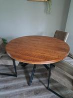 Ronde eettafel mangohout met stalen poot 135 cm, Huis en Inrichting, Tafels | Eettafels, Ophalen, Rond, Zo goed als nieuw, 100 tot 150 cm