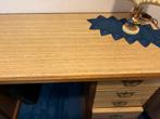 Te Koop houten buro met 3 laden blok snel demontabel, Ophalen of Verzenden, Gebruikt, Bureau