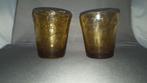 Vintage spijkerglas, glas met bellen bruin, set van 2. 1A21, Ophalen of Verzenden