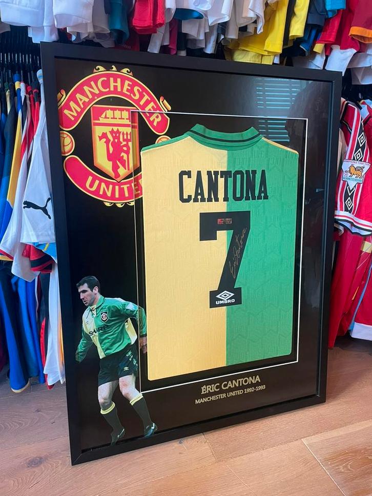 Gesigneerd Manchester United shirt Eric Cantona., Verzamelen, Sportartikelen en Voetbal, Zo goed als nieuw, Shirt, Buitenlandse clubs
