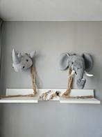 Pluchen Dierenkoppen Olifant & Neushoorn, Kinderen en Baby's, Kinderkamer | Inrichting en Decoratie, Ophalen, Zo goed als nieuw