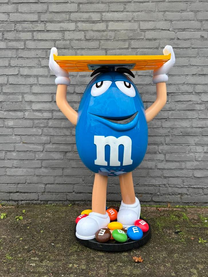 Grote M&M's Display Figuur Blauw Zeldzaam !, Verzamelen, Merken en Reclamevoorwerpen, Gebruikt, Reclamebord, Ophalen