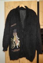 VINTAGE 80's Maly's zwart vest 1 size mohair wol vrouw fiets, Verzenden, Zo goed als nieuw, Maat 46/48 (XL) of groter, Zwart