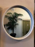 Jaren 70 grote ronde spiegel bedekt met skai, Huis en Inrichting, Woonaccessoires | Spiegels, Minder dan 100 cm, Rond, Gebruikt