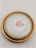 Antieke Poederdoos met Roos, Sieraden, Tassen en Uiterlijk, Uiterlijk | Cosmetica en Make-up, Gebruikt, Make-up, Goud, Verzenden