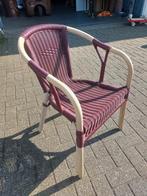6 horeca terras stoelen bordeaux rood wicker met alu frame, Gebruikt, Stapelbaar, Ophalen, Aluminium