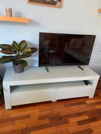 Tv meubel in lichtblauw geschilderd, Ophalen, Gebruikt, 100 tot 150 cm, Modern landelijk