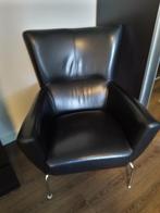 design zwart leren lederen fauteuil stoel sofa zgan, Ophalen, Metaal, Eenpersoons, Minder dan 75 cm