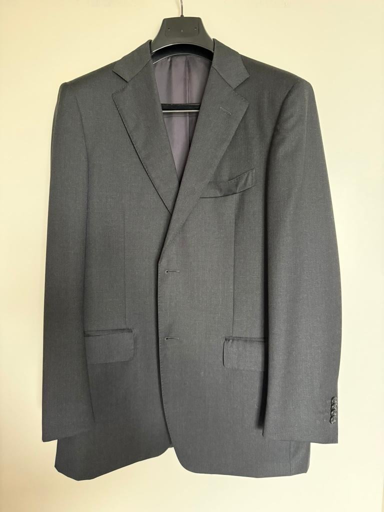 2-delig herenpak maat 48 – Super 100’s pure wol, Maat 48/50 (M), Ophalen of Verzenden, Grijs, Gedragen