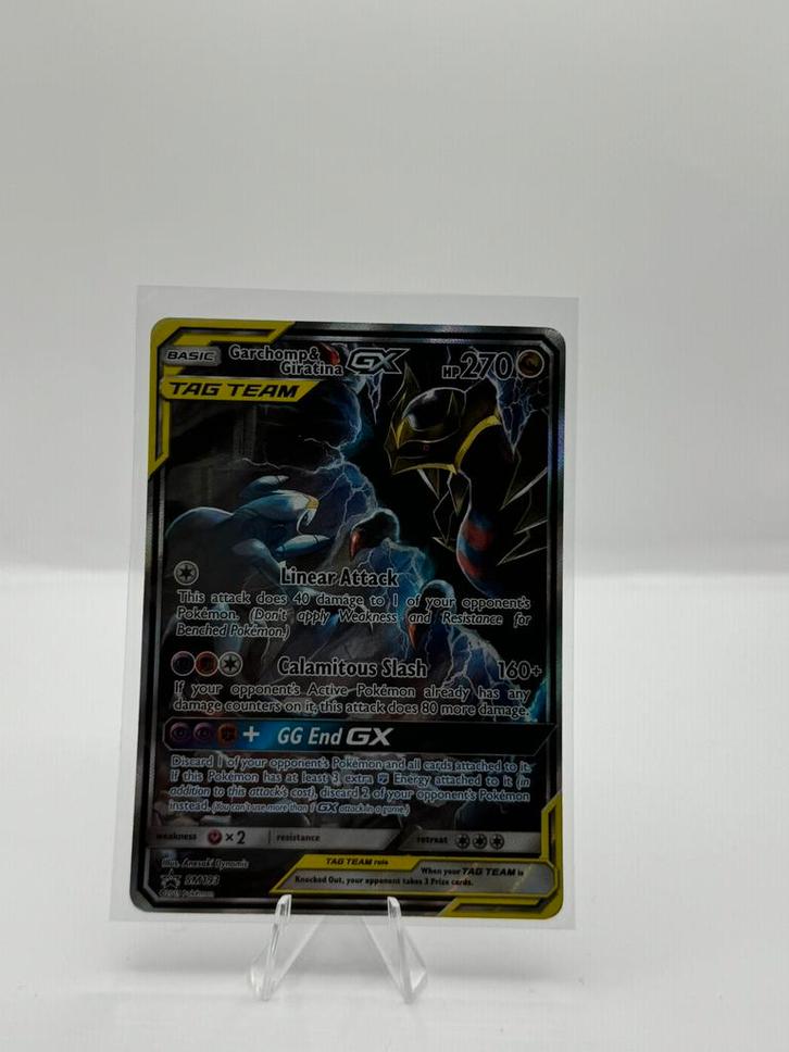 Garchomp & Giratina GX #SM193 Pokemon Promo, Hobby en Vrije tijd, Verzamelkaartspellen | Pokémon, Zo goed als nieuw, Losse kaart