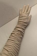 Leren leer handschoenen beige wit 50cm maat: XS/34 - S/36, Kleding | Dames, Verzenden, Maat 36 (S), Handschoenen, Onbekend