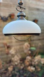 Vintage Hanglamp met Glazen Kap en Bronzen Details - Antiek, Ophalen