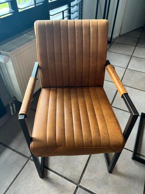 Set van 8 industriële eetkamerstoelen, Huis en Inrichting, Stoelen, Zo goed als nieuw, Vijf, Zes of meer stoelen, Leer, Metaal