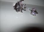 Ringen set Zilverkleur Maan Vis en Blad Motief M 18, 18 tot 19, Met strass, Nieuw, Dame