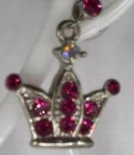 Zilverkleurige kroontjes oorbellen voorzien van roze steen, Sieraden, Tassen en Uiterlijk, Oorbellen, Overige materialen, Nieuw