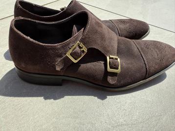 Men’s Brown Suede Double Monk Strap - Maat 42.5 beschikbaar voor biedingen