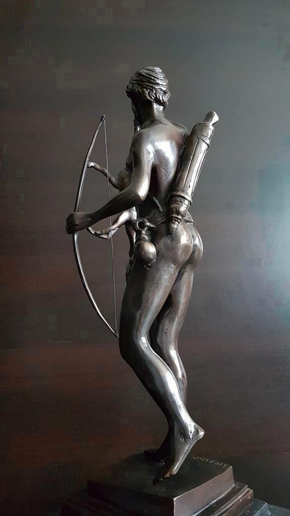 Brons beeld de Romeinse naakte jager en zijn prooi, Antiek en Kunst, Antiek | Koper en Brons, Brons, Ophalen of Verzenden