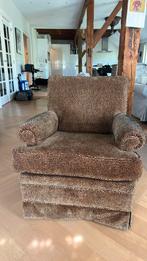 Gratis ophalen - Zwart bruin gevlekte fauteuil, Huis en Inrichting, Fauteuils, Ophalen, Gebruikt, Klassiek, 75 tot 100 cm