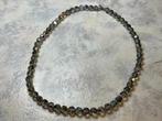 Vintage strass ketting, grijze aurora kralen., Ophalen, Overige materialen, Ketting
