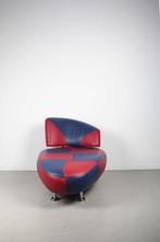 1x Leolux Kikko Chaise Longue Blauw/Rood Leer – Chroom, Niet ingevuld, Niet ingevuld, Ophalen of Verzenden, Zo goed als nieuw
