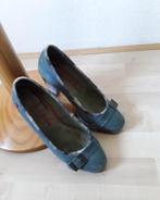 Pumps in blauw met geruite hak en zool mt 39, Zo goed als nieuw, Cubanas, Schoenen met hoge hakken, Verzenden
