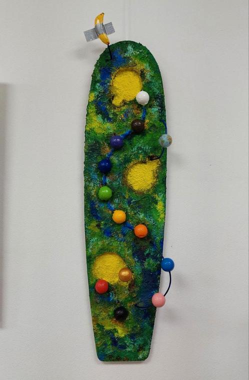 Kunstobject: "Iedereen is van de wereld", Antiek en Kunst, Kunst | Schilderijen | Abstract, Ophalen of Verzenden