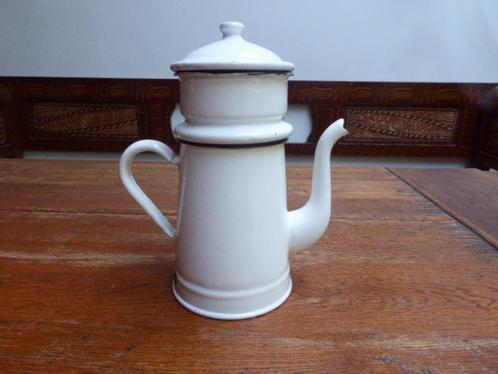 Antiek emaille koffiepotje met filter, C.N.E.B., Antiek en Kunst, Antiek | Emaille, Ophalen of Verzenden