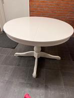 ROSENTORP Uitschuifbare tafel wit 110/155 cm, Huis en Inrichting, Tafels | Eettafels, Ophalen, Kunststof, 100 tot 150 cm, Rond