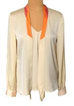 Elie Tahiri zijde blouse-top, zand/oranje, Mt. S, Verzenden, Zo goed als nieuw, Lange mouw, Elie Tahiri
