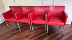 4 rode leren eetkamer stoelen Gelderland Lucca, Huis en Inrichting, Stoelen, Ophalen, Gebruikt, Rood, Twee