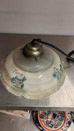 Vintage hanglamp glaswerk met 4 hondjes geschilderd, Ophalen of Verzenden