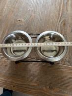 RVS Voerbakjes op standaard klein hondjeL 24 x B12 x H 6 rvs, Dieren en Toebehoren, Ophalen, Gebruikt