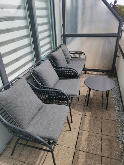Lounge set 4-delig zwart incl kussens!, Tuin en Terras, Tuinsets en Loungesets, Zo goed als nieuw, Bijzettafel, Ophalen