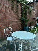 Franse Tuintafel met 3 Stoelen, Tuin en Terras, Ophalen, Gebruikt, Rond, Metaal