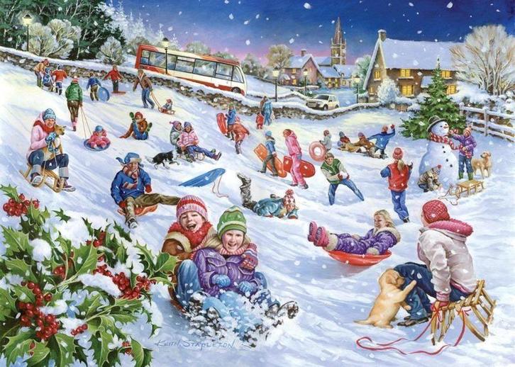 House of Puzzles - Sledging - 1000 stukjes, Hobby en Vrije tijd, Denksport en Puzzels, Nieuw, Legpuzzel, 500 t/m 1500 stukjes