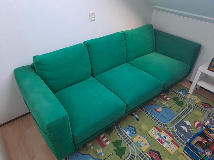 IKEA NORGSBORG bank 3-zits, groen, Huis en Inrichting, Banken | Sofa's en Chaises Longues, Gebruikt, Driepersoons, 200 tot 250 cm