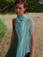 Nieuwe handgemaakte katoenen sjaal turquoise 140x45 cm, Kleding | Dames, Mutsen, Sjaals en Handschoenen, Ophalen of Verzenden