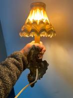 Vintage Schemerlampje Brons/Messing Satijn Kap, Antiek en Kunst, Antiek | Lampen, Verzenden