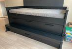 Steigerhouten uitschuifbed met lades - kinderbed - bed, Ophalen, 90 cm, Eenpersoons, Zwart