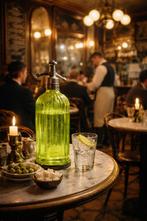 Oude franse spuitfles siphon jaren 30 annagroen groen blauw, Ophalen of Verzenden