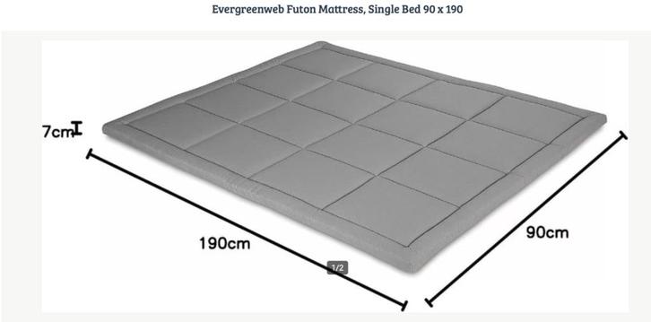 Evergreenweb Futon Mattress, Single Bed 90 x 190, Huis en Inrichting, Slaapkamer | Bedden, Gebruikt, Eenpersoons, 90 cm, 190 cm of minder