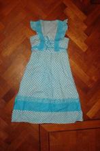 CARNAVAL vintage jurk, wit turquoise, klederdracht, maat S/M, Carnaval, Ophalen of Verzenden, Zo goed als nieuw, Kleding