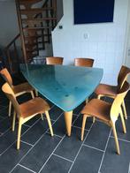 Set 6 Cassina Cos stoelen Oskar Oscar tafel Design vintage, Leer, Ophalen, Rood