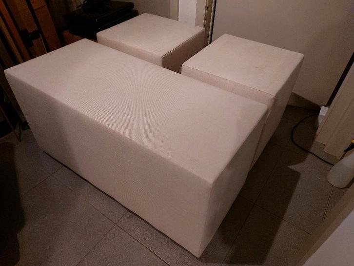 Poef - Hocker x3       µ9z, Huis en Inrichting, Banken | Voetenbanken en Poefen, Vierkant, Ophalen of Verzenden