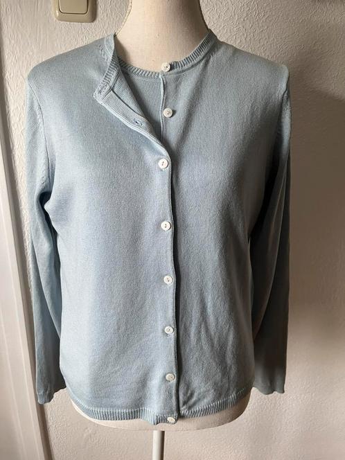 M&S, twin-set, zijde en kasjmier, maat M/ L, Kleding | Dames, Truien en Vesten, Gedragen, Maat 42/44 (L), Blauw, Ophalen of Verzenden