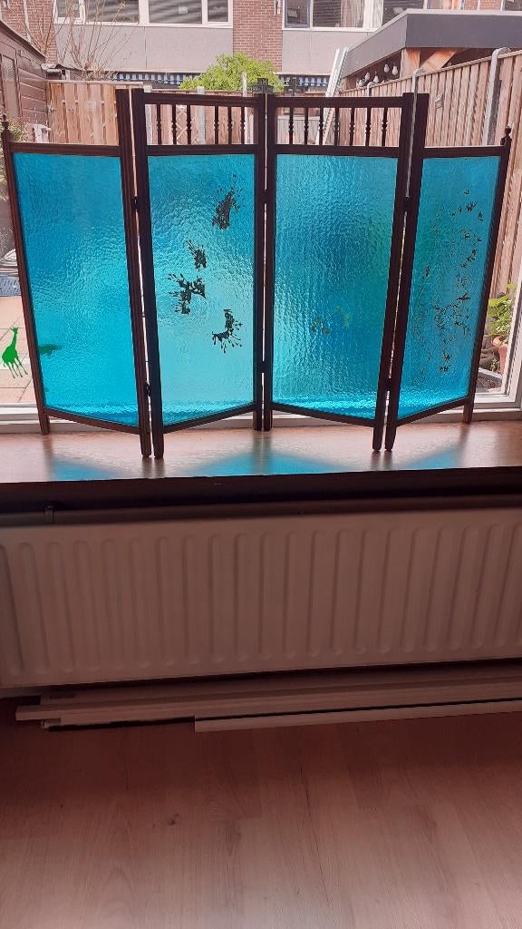 BROCANTE KLEIN GLAZEN KAMER SCHERM, Antiek en Kunst, Ophalen of Verzenden